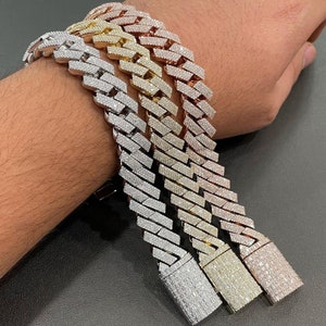 Bransoletka męska Premium 18 MM Iced out Cuban, Bransoletka Moissanite VVS, Bransoletka ze srebra 925, Niestandardowa biżuteria męska Hip Hop, Prezent w postaci bransoletki