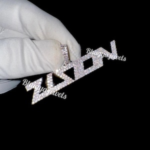 Colgante de hip hop con letras personalizadas, colgante con dije, colgante con nombre de hip hop para hombre, colgante de moissanita, joyería de hip hop Ice Out, plata de ley 925