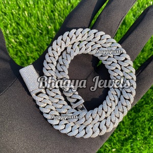 Premium 31,48ct VVS Moissanite Hip Hop Męski Łańcuch 22" Kubański Łańcuch Ogniw, 925 Srebrny Łańcuch Iced-Out Dla Mężczyzn Biżuteria, Prezent Łańcucha