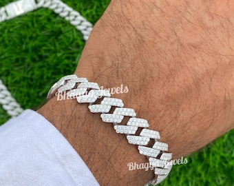 10MM Moissanite Miami Cuban Link Bracelets, Hip Hop Bracelet, Unisex VVS Diamond Cuban Bracelet