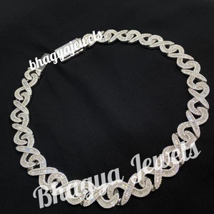 Premium Iced out INFINITY Kubański łańcuszek ogniwowy dla mężczyzn Moissanite Diamentowy łańcuszek VVS, 925 Srebro Sterling Prezent urodzinowy Łańcuch Zdał Test Diamentów