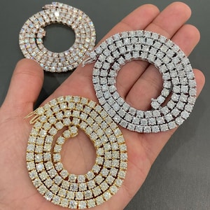 5 mm VVS Diamond Tennis Chain, męski naszyjnik tenisowy Iced out Moissanite, 925 Silver Tennis Chain Prezent urodzinowy dla niego/niej, przeszedł test