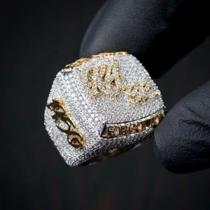 Mens Iced Out Champion Ring, VVS Moissanite Diamond Custom Made Ring ...