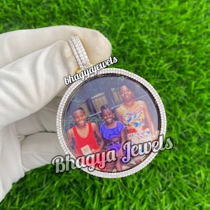 Premium Iced Out Photo Pendant For Men 925 Sterling Silver VVS Moissanite Diamond Customized Memory Pendant, Iced out Hip Hop Women Jewelry