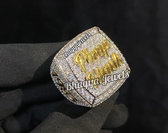 Iced Out Personalized Name Rings for Men, VVS Clarity Moissanite Initial Rings, Statement Rings, Custom Name Ring, Hip Hop Jewelry Gift