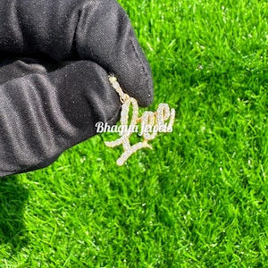 Pingente de letra ''Lee'' de ouro maciço com diamante natural, colar com nome personalizado de diamante para ela, pingente com nome personalizado de ouro maciço 10K, presente de dia dos namorados