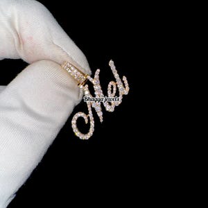 Collar con colgante de nombre y letra pequeña de diamante natural para mujer, oro blanco/amarillo/rosa de 10 quilates, colgante personalizado, regalo para ella