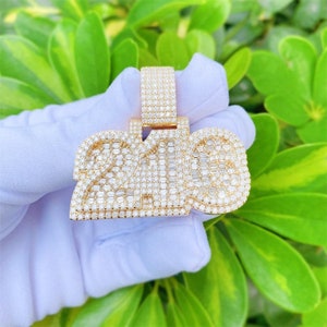 Colgante de moissanita helado personalizado con número VVS &#39;216&#39; para hombre, colgante de hip hop, colgante de plata, colgante de letra, colgante de moissanita hecho a mano