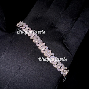 Bransoletka 10 MM 8 cali Iced Out Cuban Link | Bransoletka VVS Moissanite Diamond Custom | Bransoletka Hip Hop Miami Cuban | Prezenty dla niego i dla niej