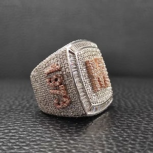 Men's Hip Hop Champion Ring, 925 Silver Custom Moissanite Engagement ...