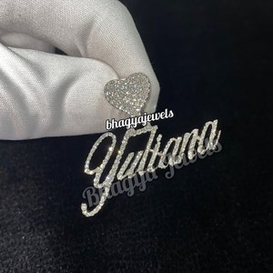 Icy Hip Hop Moissanite Diamond Cursive Personalized Name Necklace Gift for Her Initial Latter Silver & Gold Crystal Customized pendant
