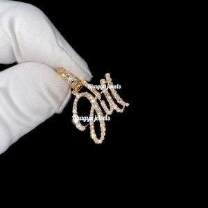 Diamant-Anfangsanhänger-Halskette, 14k solides Gold, weißer natürlicher Diamant, kleiner Namensanhänger, kleiner Anfangsanhänger, Mini-Buchstaben-Namensanhänger