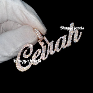 Colgante con inicial en letra cursiva elegante / Diamante natural / Colgante con letra / Colgante con nombre inicial para hombre y mujer / Plata 925 / Regalo para mujer
