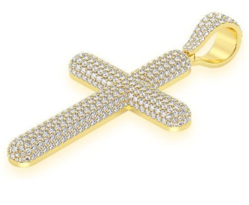 925 Sterling Silver Big Iced Out Cross Pendant 8.5 Ct Moissanite Passes ...