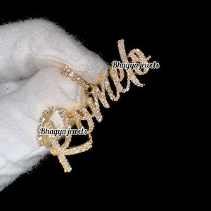 Iced Moissanite Custom Name Charm/Real Diamond Custom Name Pendant / Diamond Custom Name Charm/ Custom Name Gift /Cursive Name Gift Pendant
