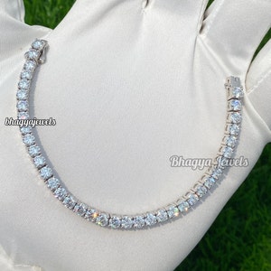 4mm Moissanite Tennis Bracelet | 925 Sterling Silver Bridesmaid Jewelry Gift | Moissanite Wedding Bracelet | Bracelet Perfect For Everyday
