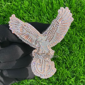 VVS Custom Moissanite Eagle Pendant, Fully Ice out Charm Logo Diamond Pendant, Men Hip Hop Customized Party Necklace Gift For Unisex