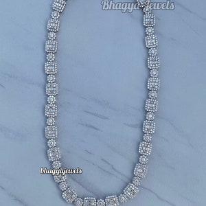 Collar de moissanita con encanto completamente helado de 10 mm / Cadena baguette de diamantes VVS de plata de ley 925 / Cadena de hip hop personalizada para regalo de cumpleaños