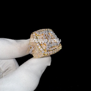 Anillo de campeón de rapero para hombre, anillo de plata con diseño personalizado de hip hop, anillo personalizado con nombre y letra, anillo de hip-hop para regalo de cumpleaños