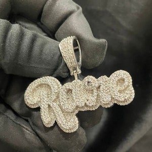 Real moissanite redondo vvs hip hop personalizado letra inicial nome pingente com 925 prata esterlina presente para rapper, passa testador de diamante