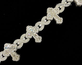 Premium Fully Iced out 13.00 CT CROSS Moissanite Bracelet 925 Sterling Silver Chain Bracelet Iced out Cuban link Bracelet Gift Of Bracelets
