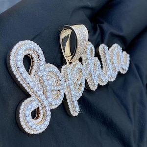 Colgante de letra personalizada con diamantes de 13 quilates, colgante de moissanita VVS para mujer, colgante de plata 925, joyería de hip hop, regalo para ella