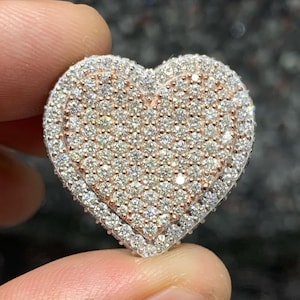 10.50 Carat VVS Real Moissanite 925 Sterling Silver Cluster Heart Iced-Out Pinky Bling Ring for Engagement
