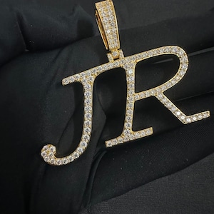 Fully Iced out Charm Letter JR Pendant VVS1 Moissanite Diamond Hip Hop Pendant 925 Silver Rapper Men Custom Handmade Moissanite Pendant Gift