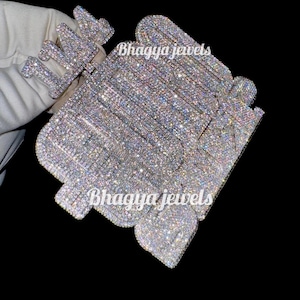 Hot Hip Hop Jewelry, Solid 925 Sterling Silver Pendant, VVS Moissanite Diamond Iced Out Custom Big Nameplate Number Bail Men&#39;s Pendant