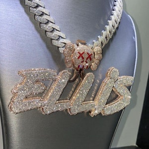 Nome personalizado feito à mão de Ellis com pingente de sinal gelado com letra inicial personalizada colar para joias personalizadas hip hop Bling ele/seu pingente