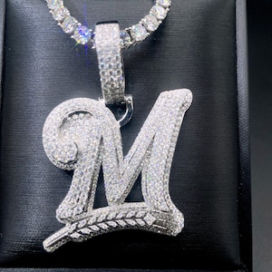 7ct VVS Moissanite Hombre M Cualquier letra inicial Colgante 925 Plata de ley Colgante de hip hop para mujer Collar de diamantes helado Regalo para él