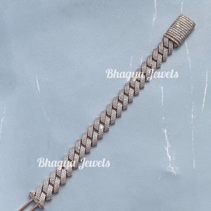 Bransoletka kubańska Fully Iced Out VVS 16 mm dla mężczyzn, okrągła i bagietkowa bransoletka z moissanitu ze srebrem próby 925, przeszła test diamentów