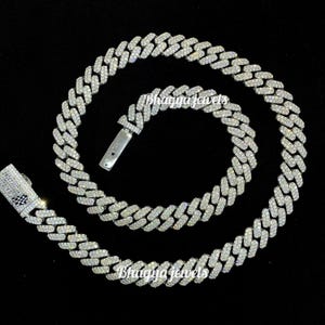 Iced Out VVS Moissanite Prawdziwy Miami Kubański Łańcuch Zębaty Iced Hip Hop 925 Srebrny Naszyjnik, Imię Litera Blokada Bling Chain Pass Diamond Tester