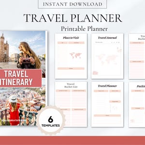 Editable Travel Itinerary Template | Printable Trip Planner | Digital Travel Organizer