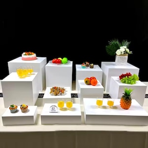 11 Piece set, White Acrylic risers, White Display Risers, Acrylic Display Stand, Shelf Risers, Display Stands, We Customized for you.