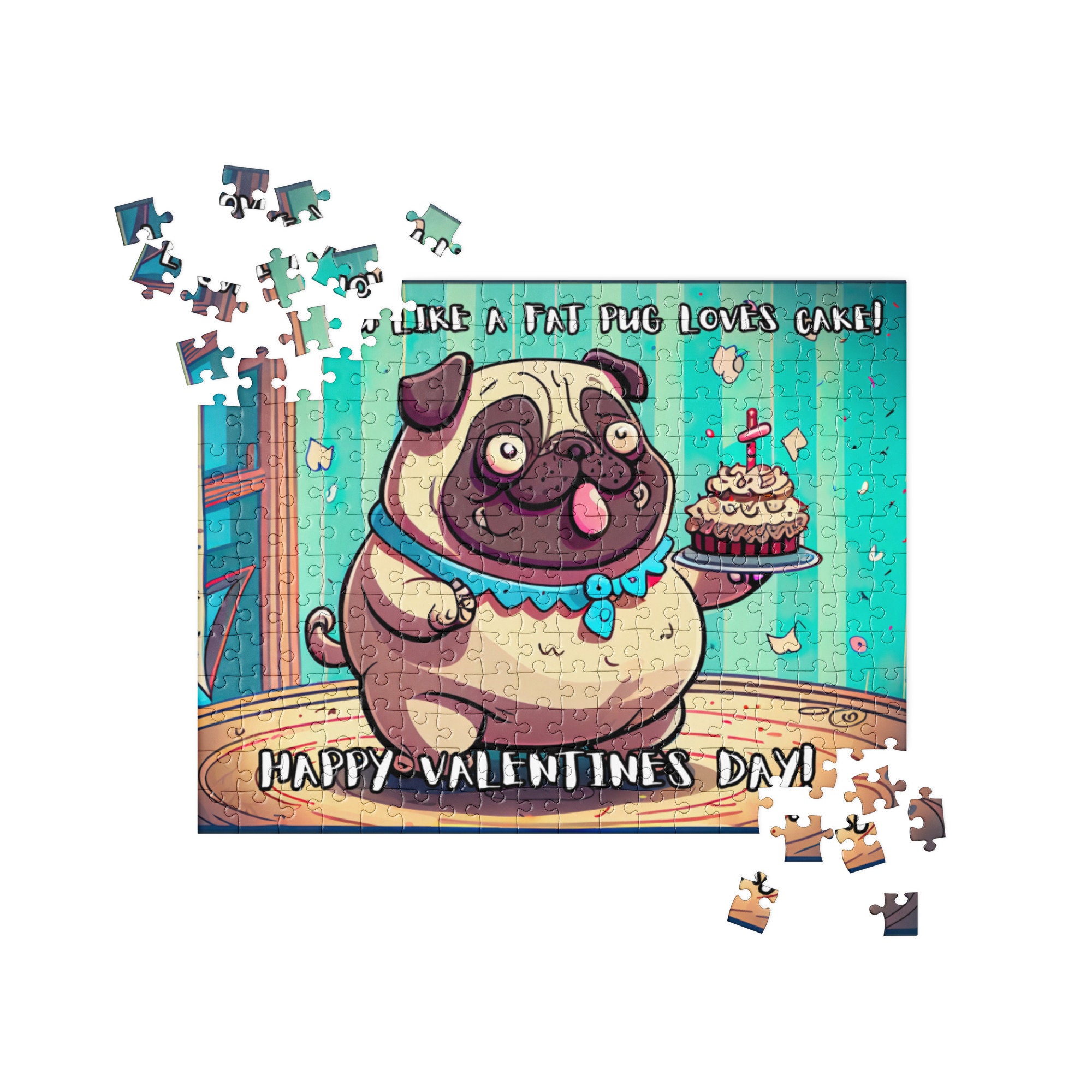 Love You Like a Fat Pug Loves Cake Jigsaw Puzzle Happy - Etsy Love You Like a Fat Pug Loves Cake Jigsaw Puzzle Happy - Etsy