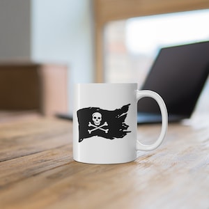 Pirate Jolly Roger flag - White Ceramic Mug