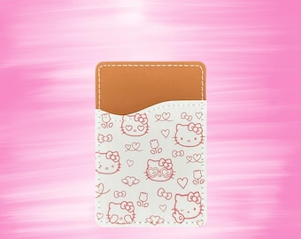 Kawaii Kitty Phone Card Holder, Cute Print Card Wallet, Card Caddy, Credit Card Holder for Cell Phone, Moxie Bling
