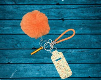 MOXIE BLING: Butterflies Moxie Bling Keychain - Maximize Your Moxie - Pom-Pom, Chapstick Holder, Safety Whistle, Wristlet