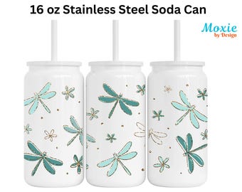 SODA CAN: Dragonfly Stainless Steel Soda Can