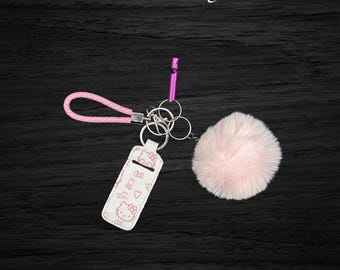 Kawaii Kitties Moxie Bling keychain - Maximum Your Moxie - Pom-Pom, Chapstick Holder, Safety Whistle, Wristlet
