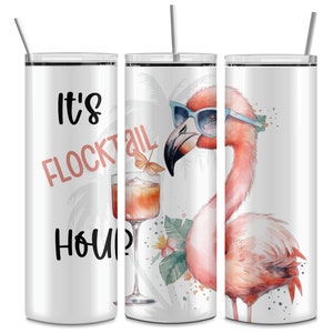 Flamingo Flocktail Hour Stainless Steel Skinny Tumbler