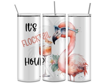 Flamingo Flocktail Hour Stainless Steel Skinny Tumbler