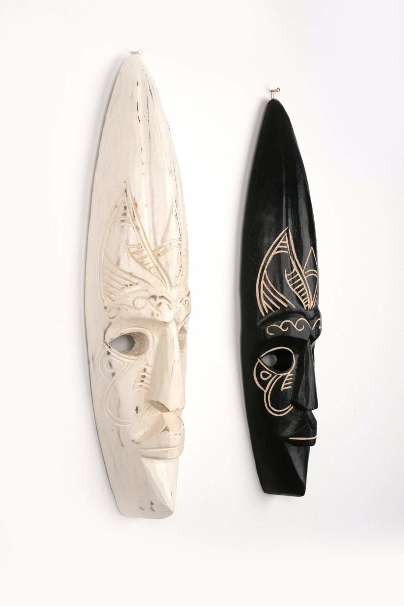 Set of 2 African Wooden Mask Wall Art Wall Mask Sculpture Etsy