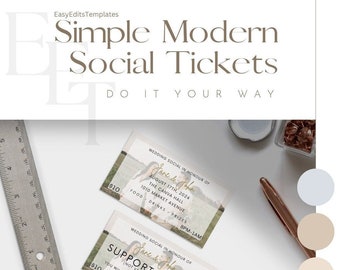 Billets pour soirées de mariage | SIMPLE ET MODERNE | Cerf et biche, modèle facilement modifiable, création sur mesure, toile, billets pour les réseaux sociaux, célébration, 3,5 pouces x 2 pouces