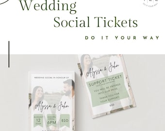 Modern Wedding Social Ticket Template | Editable Canva Design (3.5x2in) Digital Download
