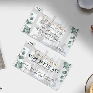 Hochzeits-Social-Tickets | GRÜN & MODERN | Hirsch und Reh, einfach bearbeitbare Vorlage, maßgeschneidert, Canva, Sozialtickets, Feier, 3,5 x 2 Zoll