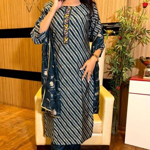 Set Kurta Palazzo Dupatta In Seta Chanderi Pesca - Abito Tradizionale Indiano Da Sposa O Festa