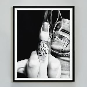 Feminist Print, Middle Finger Poster, Black And White, Girl Power Wall Art, Girl Room Decor, Feminine Art, Digital Download, Feminist Gift