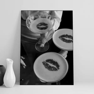 Vintage champagne Glass Print, Black And White, Bar Cart Poster, Cocktail Wall Art, Luxury Poster, Vintage Bar Decor, Digital Download